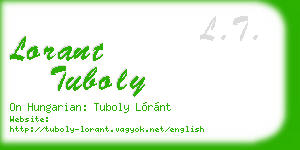lorant tuboly business card
