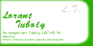 lorant tuboly business card